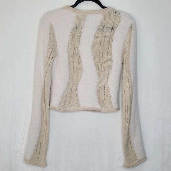 ASOS Knit Sheer Fuzzy Wavy Crop Sweater Size 6 - Picture 9 of 9